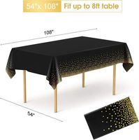 Nouvelle arrivée : Nappe jetable noire en plastique gaufré or rose à pois pour mariages, anniversaires et fêtes