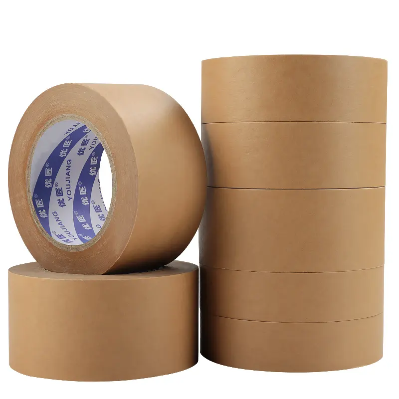 YOU JIANG 100% Recyclable Biodegradable Reinforced brown packing Kraft Paper Tape Water Activated kraft tape