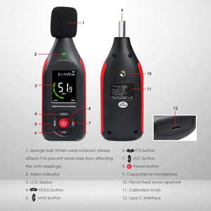 Sonmètre numérique, mesureur de niveau sonore, enregistreur de données, haute précision, 30~130dB, <span class=keywords><strong>31</strong></span> 000 données, alarme lumineuse 3 couleurs, rechargeable par USB, pour la maison - Product Image 6