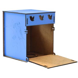 Nid en bois blanc avec motif animal forme carrée 15x15x18cm pour cages pour oiseaux-Fit-fly YA-004 - Product Image 1