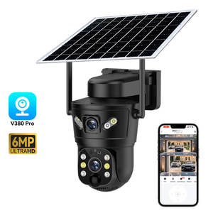 كاميرا V380 Pro بدقة 6 ميجابكسل للاستخدام الخارجي، تعمل بالطاقة الشمسية والواي فاي، مقاومة للماء، كاميرا مراقبة أمنية لاسلكية للمنزل تعمل بالبطارية وشريحة اتصال 4G عالية الدقة PTZ - Product Image 2
