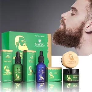 Pivate Label fortalece bigodes kit de crescimento de óleo de barba de luxo fragrância orgânico masculino conjunto de óleos de barba