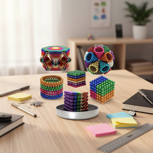 Vente en gros de boules magnétiques sphériques colorées, ensembles de boules magnétiques Bucky, 216 pièces, jouets d'art magnétique colorés - Product Image 1