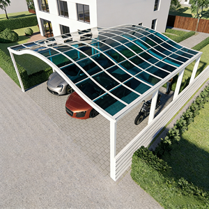 Abri de voiture/garage/abri de stationnement extérieur moderne en polycarbonate traité thermiquement avec toit en arche, structure en aluminium et revêtement en poudre - Product Image 2