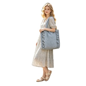 Bolsa de Mano de Algodón con Volantes Ecológica y Personalizable con Logotipo para Mujer, para Compras, Viajes, Aire Libre, Bodas, Regalos y Promociones - Product Image 1
