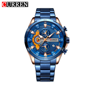 Montre chronographe sport en acier inoxydable à quartz de luxe pour homme CURREN 8402, style antique, édition limitée 45 mm - Product Image 1