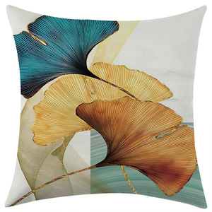 Ginkgo Leaf Linen Pillowcase 45x45cm Washable Modern <b>Sofa</b> Cushion <b>Cover</b> Living Room Decor Square <b>Throw</b> Pillow Case - Product Image 2