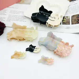 Cute teddy cat shape hair claw clips italia acetato di cellulosa antiscivolo big hair claw accessori clip per le donne capelli spessi