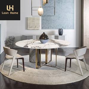 Juego de Mesas y Sillas Redondas Giratorias de Mármol de Diseño Moderno y Lujoso de Alta Calidad para Cafeterías y Restaurantes - Product Image 3