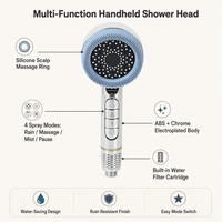 Douche à main en plastique ABS blanc mat, 3 modes, arrêt à une touche, haute pression, pour salle de bain