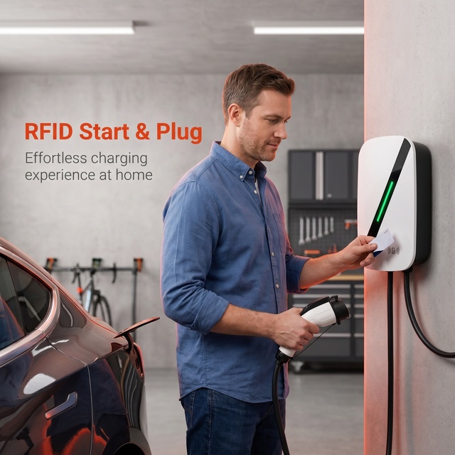 type1 Wall Mounted Charging Station with RFID Card Swiping Function 100-240v Ev Charger Station