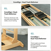 Matériel de fitness professionnel : Reformer Pilates Core Ladder Bed en bois d'érable, à double rail, pour entraînement corporel bidirectionnel