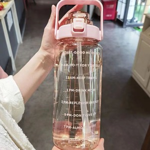 Bouteille d'eau sport en plastique PC grande capacité avec paille, réutilisable, portable, pour fitness, stockage d'eau froide, 1000 ml - Product Image 3