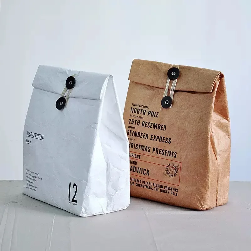 Custom White Brown Recycled Waterproof 1056D Insulated Hot Cold Tyvek Paper Dupont Lunch Cooler Isotherm Bag