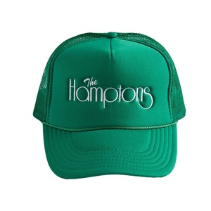 Casquettes de camionneur en mousse verte avec logo brodé personnalisé à 5 panneaux, casquettes en maille - Product Image 1