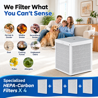 Penjernih Udara Ruangan Besar dengan Filter HEPA Sejati + Karbon Aktif, Pembersih Udara CADR Tinggi untuk Rumah, Kantor, Penghilang Bau Asap Hewan Peliharaan