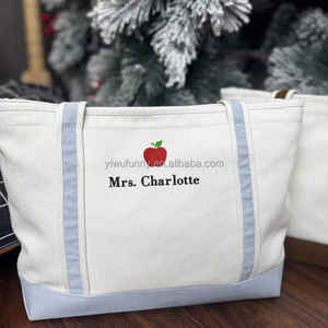 Tote Bag personalizzata per insegnante di mele ricamato insegnante personalizzato damigella d'onore rosa regalo per la sua borsa Tote di tela fai da te - Product Image 3