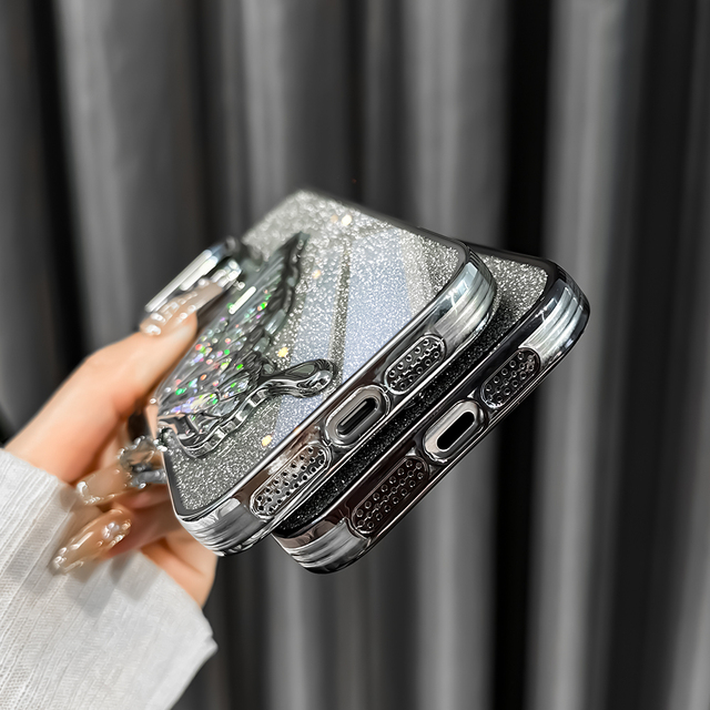 Luxury Quicksand Glitter Bling Clear Butterfly Mobile Cover for iPhone 16 15 14 13 12 11 Pro Max Girls Phone Case With Lens Film