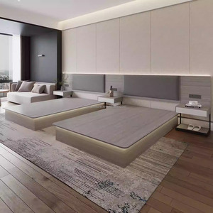 Hotel Room Furniture Custom Wooden Base Single <b>Twin</b> Platform <b>Bed</b> <b>Frame</b> With Headboard Nightstands For 3 Star Hotel Bedroom Sets - Product Image 3