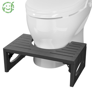 JQ Tabouret de toilette personnalisé antidérapant en bambou Tabouret pliable Repose-pieds pour adultes Salle de bain - Product Image 1