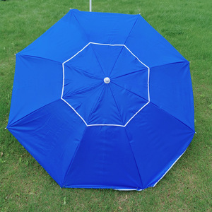 Alta calidad al aire libre impermeable resistente al viento protector solar sombrilla 210T fibra de poliéster Metal plegable raya azul sombrilla de playa - Product Image 4
