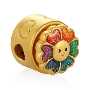 0.8g 5D Or Jaune Charme Heureux Tournesol Pendentif Fine Jewelry Accessoires - Product Image 2