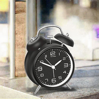Jam Alarm Elektronik LUMINOVA ABS Keras dengan Bentuk Geometris, Catu Daya Eksternal, untuk Tidur Nyenyak, Layar Jarum 4-inci, Jam Meja