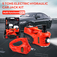 Cric hydraulique électrique pour voiture 5 tonnes 12V 150W Kit en acier Outils de réparation d'urgence Accessoires auto
