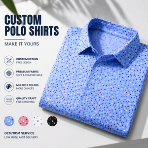 Polos de Golf Personalizados para Hombre, Color Azul Claro, Diseño de Microestrellas, Manga Corta, Marca Privada, Fabricante OEM ODM - Product Image 2