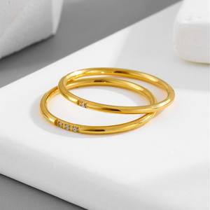 Joyería de Titanio 2028, Anillos de Acero Inoxidable con Baño de Oro de 18K, Resistentes al Agua, con Diamantes de Circonia, para Mujer - Product Image 4