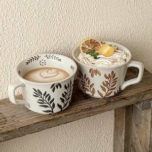 Taza de Café Botánica Pintada a Mano Estilo Vintage con Esmalte Moteado, Apta para Microondas y Lavavajillas, para Bebidas Calientes y Té - Product Image 3