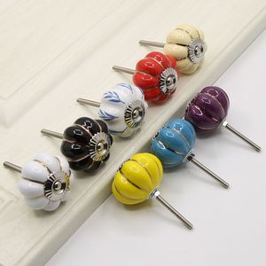 <span class=keywords><strong>Pomos</strong></span> de cerámica de color con orificio pasante, diseño de calabaza, estilo lujo ligero, moderno <span class=keywords><strong>y</strong></span> minimalista, para cajones, armarios <span class=keywords><strong>y</strong></span> roperos, con diseño artístico de dibujos animados - Product Image 2