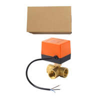 Válvula de bola de agua motorizada eléctrica de latón TMOK DN20 3/4" AC 220V 110V 24V 12V 5V de dos hilos y 3 vías tipo T/L para sistema HVAC