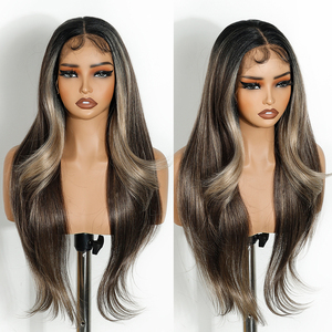 Peluca Sintética de Venta Caliente, 100% Fibra Resistente al Calor, 360 Per Pluck, Encaje Frontal HD, Pelucas de Cabello Sintético Sin Pegamento para Mujer - Product Image 1