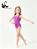 Justaucorps de gymnastique sans manches à bretelles croisées sur le devant pour filles, en Spandex et Nylon, taille élastique, tenue de danse d'entraînement, OEM pour enfants