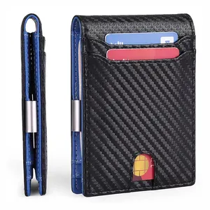Double Fold Wallet Rfid Men's Ultra Thin Credit Card Cash Multi Functional ID Window Closed Wallet Gift Box