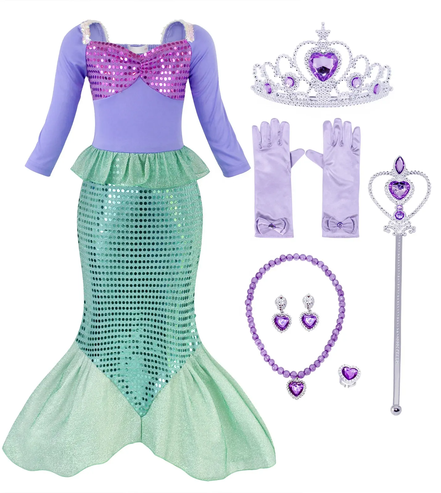 2021 Baru Produk Pakaian Perempuan Little Mermaid Ariel Cosplay Kostum Gadis Putri Gaun
