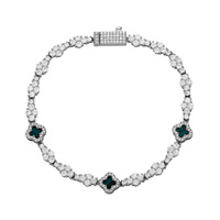 Bracelet Tennis Trèfle à Quatre Feuilles Iced Out 5A CZ, Sertissage à Griffes, Zircon Cubique, Laiton, Bijou Porte-Bonheur Hip Hop pour Femmes et Hommes