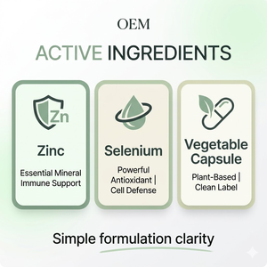 Capsules de zinc et de sélénium OEM ODM, GMP Halal, 60 unités, 15 mg de zinc, 100 mcg de sélénium - Product Image 3