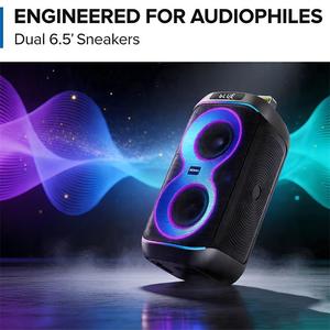 Altavoz Bluetooth Portátil Remax de 80W de Potencia Máxima con Dos Woofers de 6.5 Pulgadas, Luces LED, Micrófono Inalámbrico, Compatible con AUX/USB/TF - Product Image 3