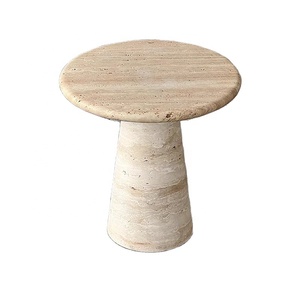 Mesa auxiliar de sala de estar minimalista moderna personalizada mesa auxiliar pequeña de travertino mesa de centro redonda de mármol - Product Image 1