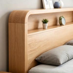 Twin Size Modern Minimalist Eco-Friendly Soft <b>Bed</b> Hand Oak Solid Wood <b>Platform</b> <b>Frame</b> Storage for Hotel Bedroom - Product Image 3