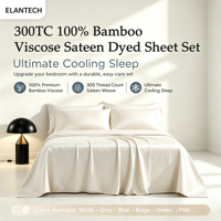 Ensemble de draps plats 4 pièces en fibre de bambou 100% tissée, respirant, biologique, écologique, style occidental, toutes saisons, 300TC