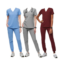 Logo personnalisé anti-rides polyester rayonne spandex tissu à séchage rapide uniforme d'hôpital gommages coupe ajustée pantalon de jogging pour spa