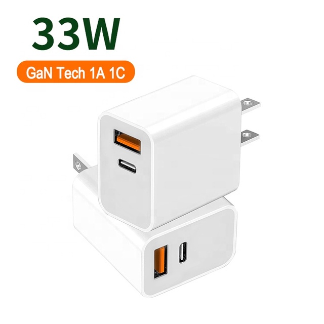 GaN Tech PD 33W Mini USB C Electric Wall Charger Adapter Fast Charger for Mobile Phones iPad Tablet IPhone14 Laptop OTP 1 Year
