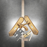 2025 DoorShine fabricante directo nuevo latón moderno negro aleación de aluminio manija de palanca de puerta Interior cerradura de puerta de madera con llaves