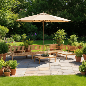 Conjunto de Sofás Modulares de Madera de Acacia Sólida para Jardín, Muebles de Exterior con Más de 10 Asientos, Diseño Contemporáneo - Product Image 2