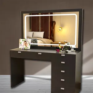 Luxury Design Makeup Vanity Dresser Cabinet Sets Bedroom Furniture Wooden Modern Dressing Table With Led Mirror