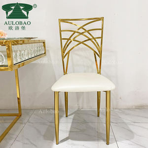 Chaises de mariage en acier inoxydable doré, empilables, modernes, pour salle à manger, salon, décoration d'événements, coussin amovible - Product Image 2