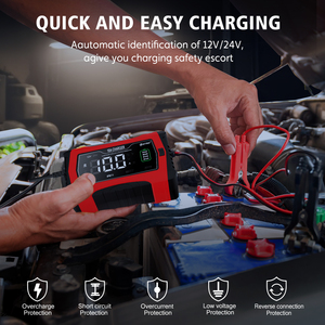 HTRC Full-Automatic 12V/24V Cargador <span class=keywords><strong>de</strong></span> batería <span class=keywords><strong>de</strong></span> coche 10A/5A Potencia rápida <span class=keywords><strong>para</strong></span> Auto Coche Motocicleta <span class=keywords><strong>Baterías</strong></span> <span class=keywords><strong>de</strong></span> plomo-ácido Tipo eléctrico - Product Image 6